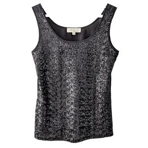 Olive & OAK Sequin camisole tank top charcoal dark grey large @C